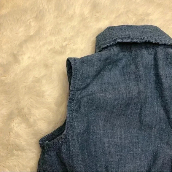 Joe Fresh Jean Dress Buttons Bow Collared Blue Size 6 / Small - Picture 15 of 16